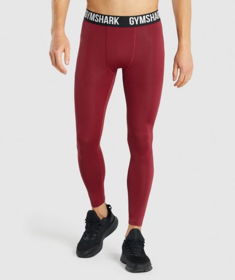 Men's Gymshark Element Baselayer Leggings Burgundy | CA A61570